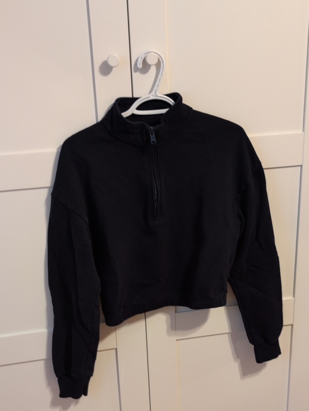 Garage Black Half-Zip Cropped Sweater